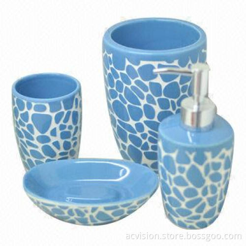 Ceramic Bathroom Set, Suitable or Hotels, Decal Bathroom Accessories, OEM Orders Welcomed